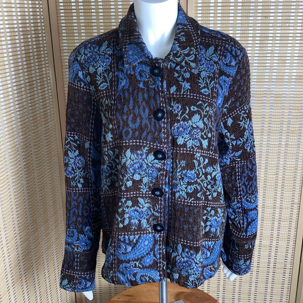 Travel Smith Folk Art  Patchwork Floral Lined Jacket 
Size XL
